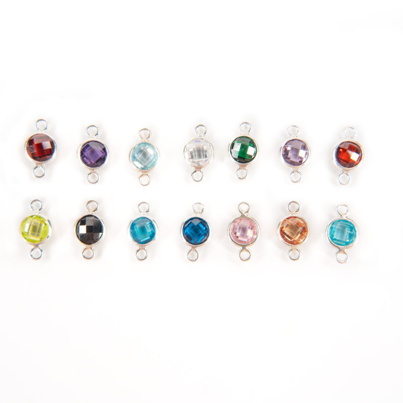 Load image into Gallery viewer, 3mm CZ Birthstone Connecters - Sterling Silver
