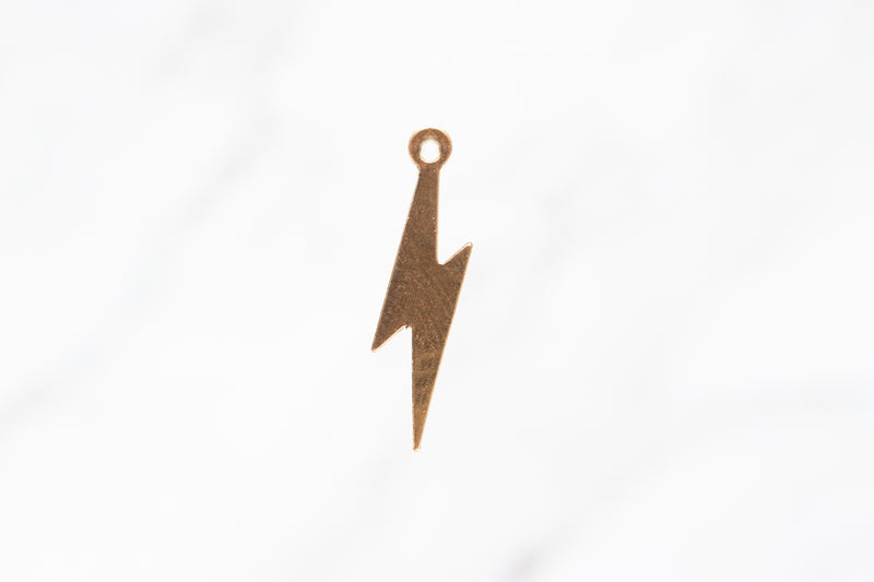Load image into Gallery viewer, Flat Lightning Bolt Charm - 14K Gold Filled (Yellow)
