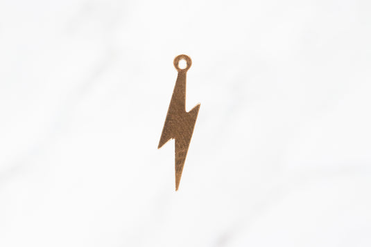 Flat Lightning Bolt Charm - 14K Gold Filled (Yellow)