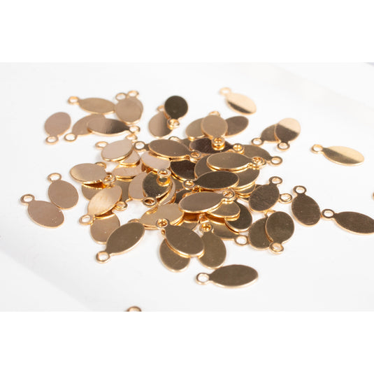 Flat Blank Oval Charm - 14K Gold Filled (Yellow)