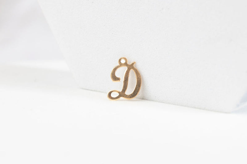 Load image into Gallery viewer, Cursive Script Style Letter Charm - 14K Gold Filled (Yellow)
