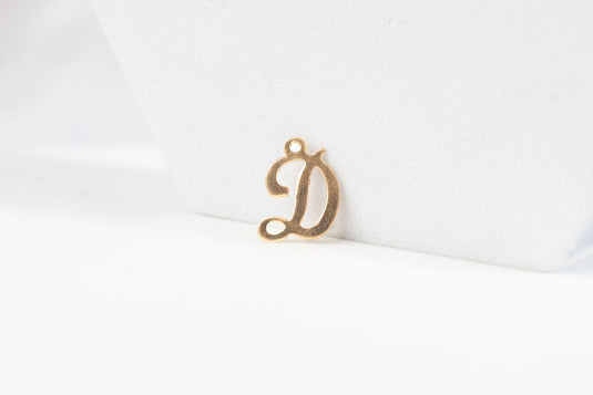 Cursive Script Style Letter Charm - 14K Gold Filled (Yellow)