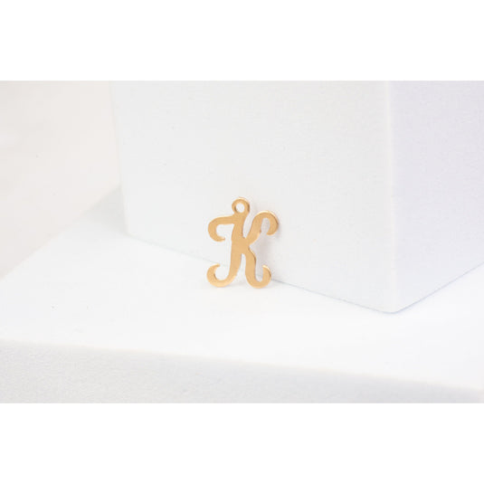 Yellow Gold  Letter  K  Gold Filled  Cursive  charm permanent jewelry supplies