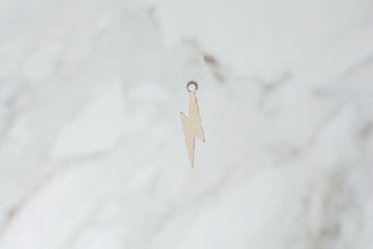 Flat Lightning Bolt Charm - Sterling Silver