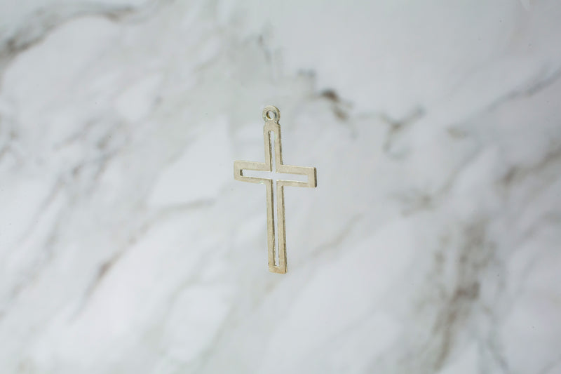 Load image into Gallery viewer, Cross Outline Charm - Sterling Silver
