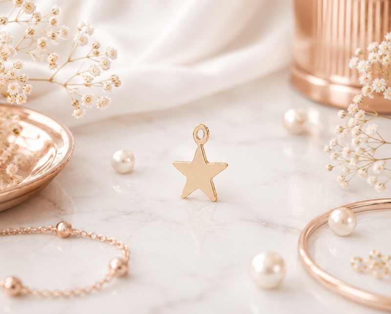 Load image into Gallery viewer, Flat Plain Star Charm - 14K Gold Filled (Yellow)
