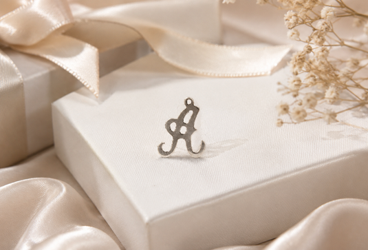 Cursive Script Style Letter Charm - Sterling Silver