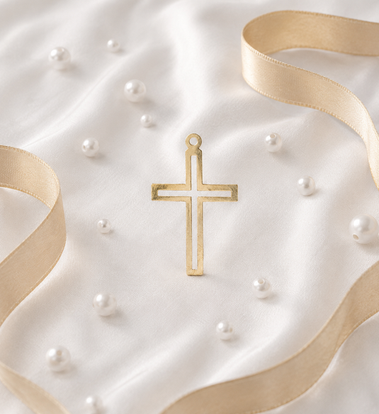 Cross Outline Charm - Sterling Silver