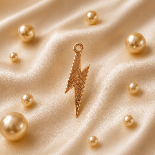 Flat Lightning Bolt Charm - 14K Gold Filled (Yellow)