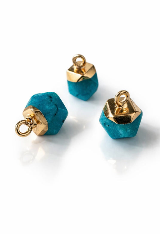 Blue Gemstone Charm - Gold Plated