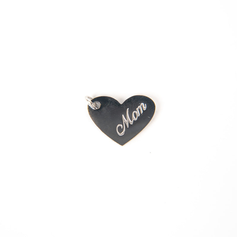 Load image into Gallery viewer, Mom Heart Charm - Stainless Steel
