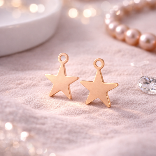 Flat Plain Star Charm - 14K Gold Filled (Rose)