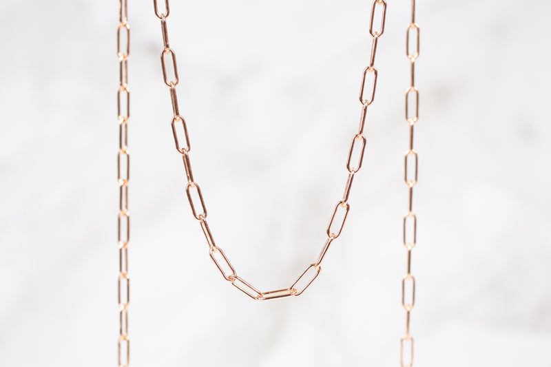 Load image into Gallery viewer, smooth  Rose Gold  Rose Color  Rose  rectangle  Paperclip link  paperclip  Oval Chain  oval  Gold Filled
