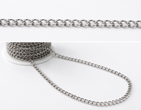 123 Chain Round/ Oval  - Silver -Plated