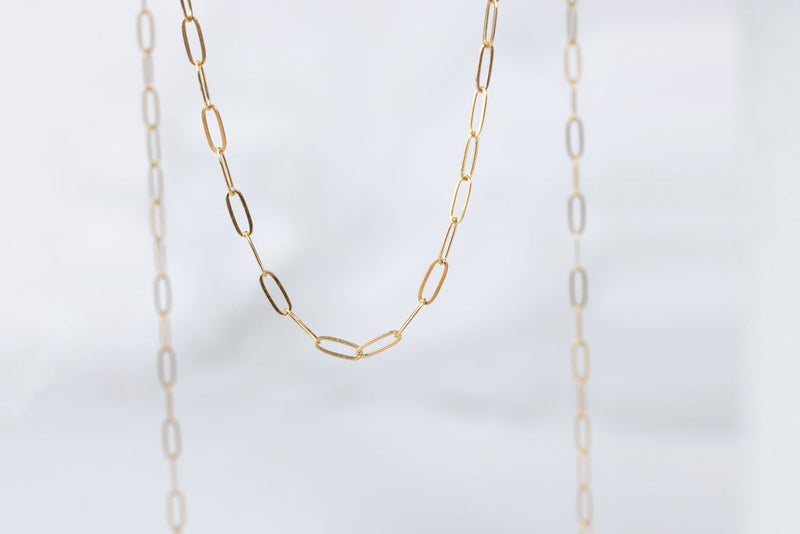 Cargue la imagen en el visor de la galería, Yellow Gold  Paperclip link  paperclip  Gold Filled  Gold Chain  Gold
