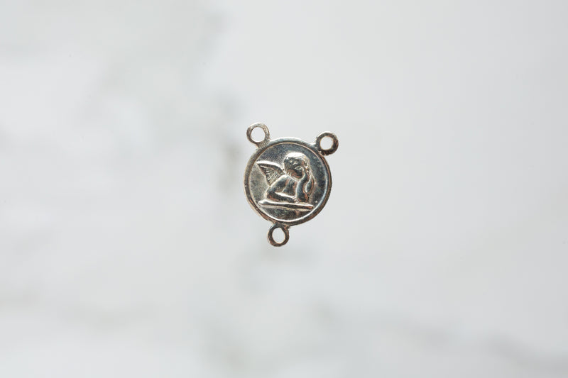 Load image into Gallery viewer, Angel Cherub Medallion Connector - Sterling Silver

